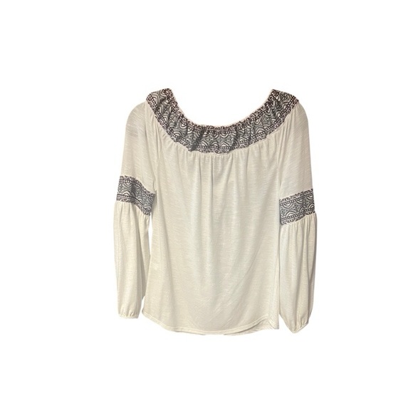 White House Black Market Off The Shoulder Embroidered Tassel Blouse - Picture 2 of 8